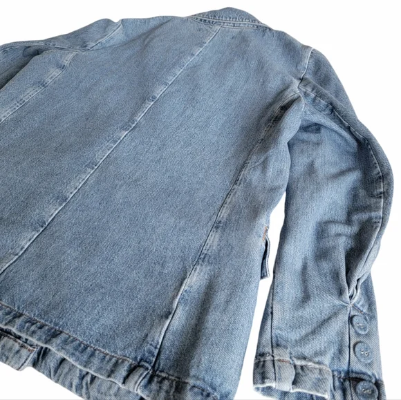 ZARA Denim Double Breasted Blazer Boxy Oversized Jacket Blue Women’s Siz… - Picture 9 of 17